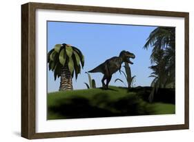 Tyrannosaurus Rex Hunting in an Open Field-null-Framed Art Print