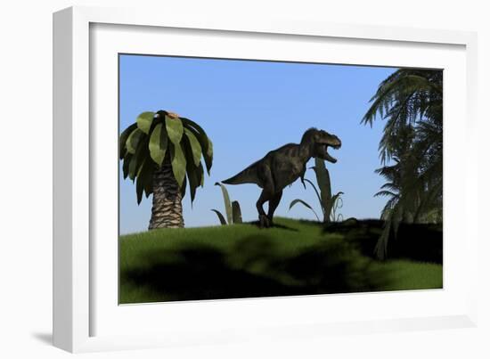 Tyrannosaurus Rex Hunting in an Open Field-null-Framed Art Print