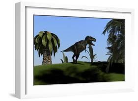 Tyrannosaurus Rex Hunting in an Open Field-null-Framed Art Print