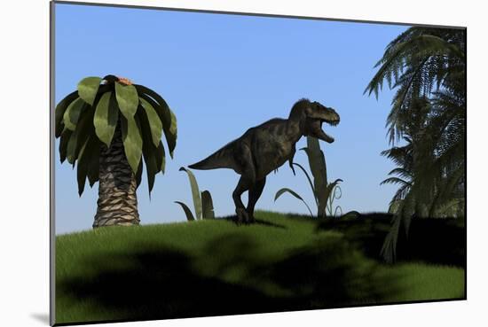 Tyrannosaurus Rex Hunting in an Open Field-null-Mounted Art Print