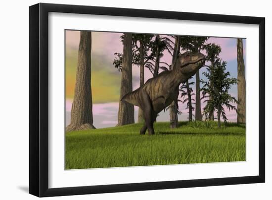 Tyrannosaurus Rex Hunting in Grasslands-null-Framed Art Print
