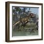 Tyrannosaurus Rex Hunting in Prehistoric Wetlands-Stocktrek Images-Framed Art Print