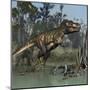 Tyrannosaurus Rex Hunting in Prehistoric Wetlands-Stocktrek Images-Mounted Art Print