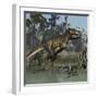 Tyrannosaurus Rex Hunting in Prehistoric Wetlands-Stocktrek Images-Framed Art Print