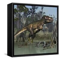 Tyrannosaurus Rex Hunting in Prehistoric Wetlands-Stocktrek Images-Framed Stretched Canvas