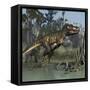 Tyrannosaurus Rex Hunting in Prehistoric Wetlands-Stocktrek Images-Framed Stretched Canvas