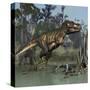 Tyrannosaurus Rex Hunting in Prehistoric Wetlands-Stocktrek Images-Stretched Canvas