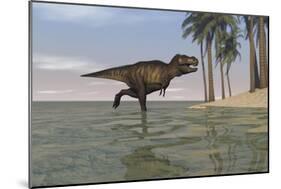 Tyrannosaurus Rex Hunting in Shallow Water-null-Mounted Art Print