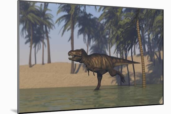 Tyrannosaurus Rex Hunting in Shallow Water-null-Mounted Art Print