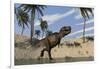 Tyrannosaurus Rex Hunting in Shallow Water-null-Framed Art Print