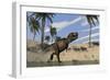 Tyrannosaurus Rex Hunting in Shallow Water-null-Framed Art Print