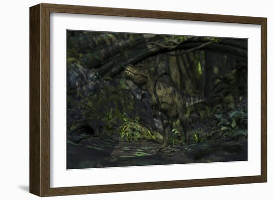 Tyrannosaurus Rex in a Prehistoric Forest-null-Framed Art Print