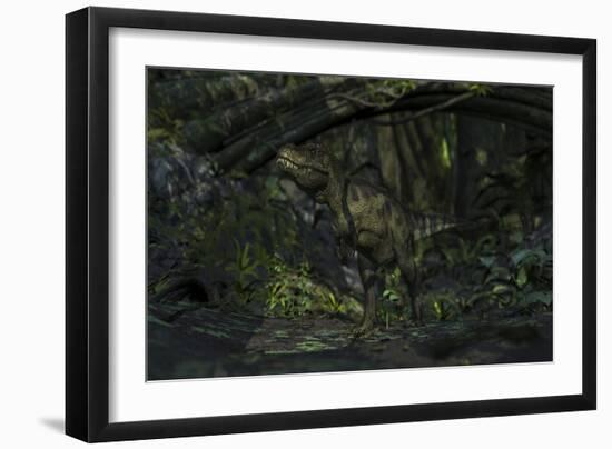 Tyrannosaurus Rex in a Prehistoric Forest-null-Framed Art Print