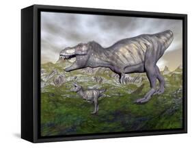 Tyrannosaurus Rex Mother and Offspring-null-Framed Stretched Canvas