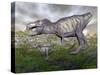 Tyrannosaurus Rex Mother and Offspring-null-Stretched Canvas