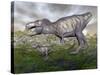 Tyrannosaurus Rex Mother and Offspring-null-Stretched Canvas