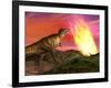 Tyrannosaurus Rex Observes a Meteorite Crashing into Earth-null-Framed Art Print