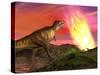 Tyrannosaurus Rex Observes a Meteorite Crashing into Earth-null-Stretched Canvas