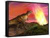 Tyrannosaurus Rex Observes a Meteorite Crashing into Earth-null-Framed Stretched Canvas