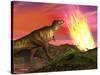 Tyrannosaurus Rex Observes a Meteorite Crashing into Earth-null-Stretched Canvas