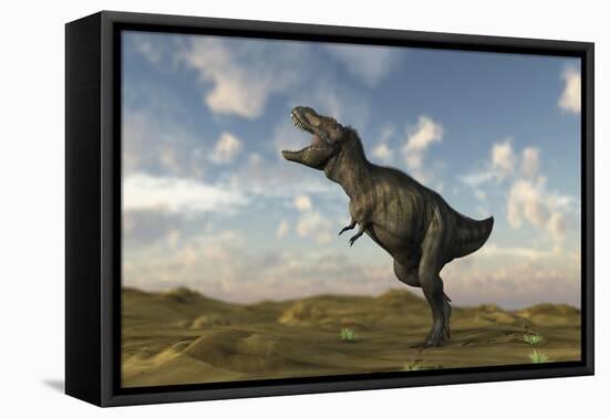 Tyrannosaurus Rex on Desert Terrain-null-Framed Stretched Canvas