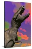 Tyrannosaurus Rex Roaring Against a Colorful Sky-null-Stretched Canvas