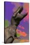 Tyrannosaurus Rex Roaring Against a Colorful Sky-null-Stretched Canvas