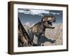 Tyrannosaurus Rex Roaring in a Canyon-Stocktrek Images-Framed Art Print