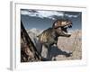 Tyrannosaurus Rex Roaring in a Canyon-Stocktrek Images-Framed Art Print