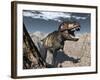 Tyrannosaurus Rex Roaring in a Canyon-Stocktrek Images-Framed Art Print