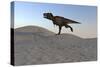 Tyrannosaurus Rex Running across a Desert Landscape-null-Stretched Canvas