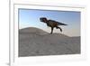 Tyrannosaurus Rex Running across a Desert Landscape-null-Framed Art Print