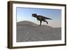 Tyrannosaurus Rex Running across a Desert Landscape-null-Framed Art Print