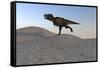 Tyrannosaurus Rex Running across a Desert Landscape-null-Framed Stretched Canvas
