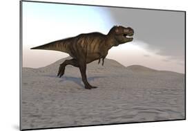 Tyrannosaurus Rex Running across a Desert Landscape-null-Mounted Art Print