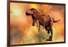 Tyrannosaurus Rex Running from a Deadly Fire Storm-null-Framed Art Print