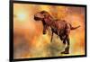 Tyrannosaurus Rex Running from a Deadly Fire Storm-null-Framed Art Print