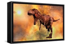 Tyrannosaurus Rex Running from a Deadly Fire Storm-null-Framed Stretched Canvas