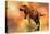 Tyrannosaurus Rex Running from a Deadly Fire Storm-null-Stretched Canvas