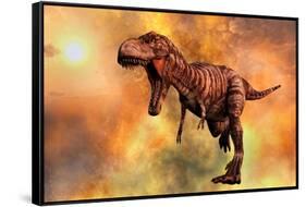 Tyrannosaurus Rex Running from a Deadly Fire Storm-null-Framed Stretched Canvas