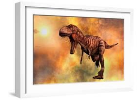 Tyrannosaurus Rex Running from a Deadly Fire Storm-null-Framed Art Print