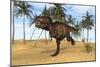 Tyrannosaurus Rex Running in a Prehistoric Environment-null-Mounted Art Print