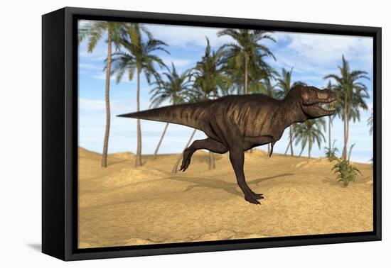 Tyrannosaurus Rex Running in a Prehistoric Environment-null-Framed Stretched Canvas