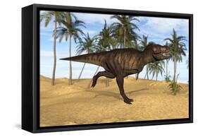 Tyrannosaurus Rex Running in a Prehistoric Environment-null-Framed Stretched Canvas