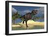 Tyrannosaurus Rex Running Through Shallow Water-null-Framed Art Print