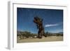 Tyrannosaurus Rex Sculpture Against a Backdrop of Star Trails, California-null-Framed Photographic Print