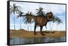 Tyrannosaurus Rex Standing on the Shoreline-null-Framed Stretched Canvas
