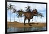 Tyrannosaurus Rex Standing on the Shoreline-null-Framed Art Print