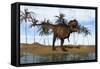 Tyrannosaurus Rex Standing on the Shoreline-null-Framed Stretched Canvas