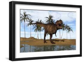 Tyrannosaurus Rex Standing on the Shoreline-null-Framed Art Print